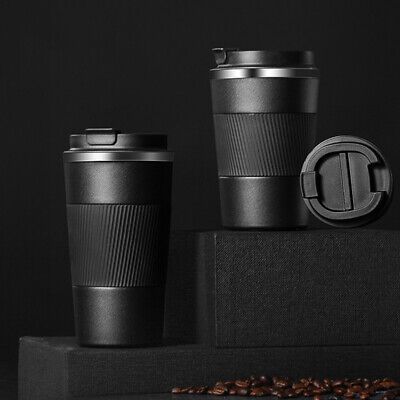 510 ml Double-Wall Vacuum Insulated Stainless Steel Coffee Tumbler with Spill-Proof Flip Lid – Black | Hot & Cold Beverage Travel Mug