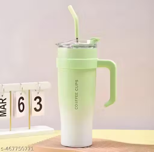 1.2 Litre Stainless Steel Insulated Tumbler with Handle, Straw & Lid – Leak-Proof Reusable Water Bottle for Office, Gym & Travel