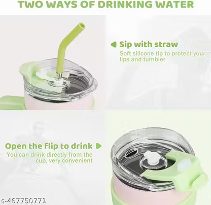 1.2 Litre Stainless Steel Insulated Tumbler with Handle, Straw & Lid – Leak-Proof Reusable Water Bottle for Office, Gym & Travel