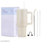 Cream Stainless Steel Vacuum Insulated Travel Mug with Lid & Straw – Leak-Proof Double Wall Coffee Tumbler for Hot & Cold Drinks